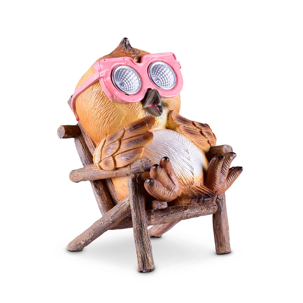 Owl in a Chair Solar Garden Light #color_brown