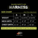 Blazin Safety LED Dog Harness Size Chart